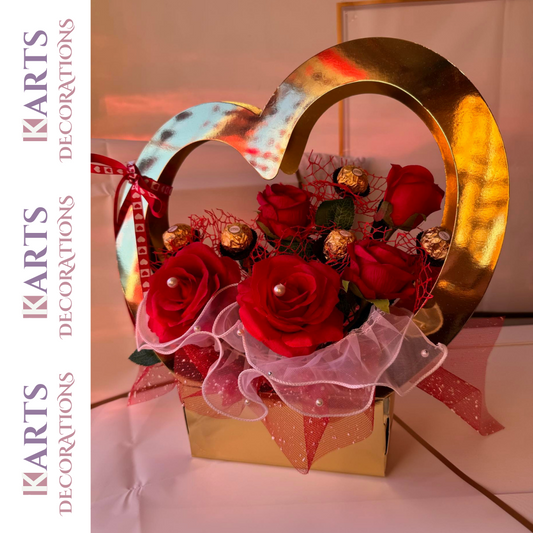 Bouquet of Love: Elegant Rose Box and Chocolates